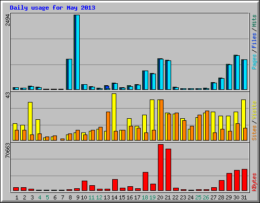 Daily usage for May 2013