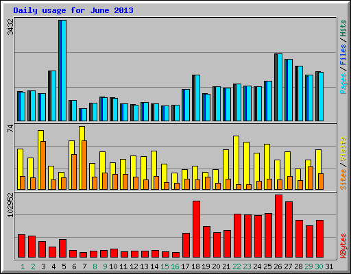 Daily usage for June 2013