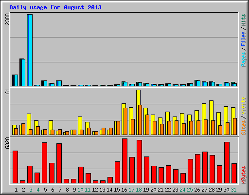 Daily usage for August 2013