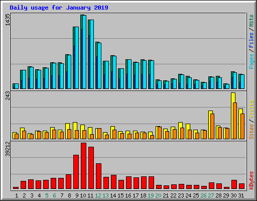 Daily usage for January 2019
