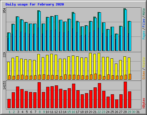 Daily usage for February 2020