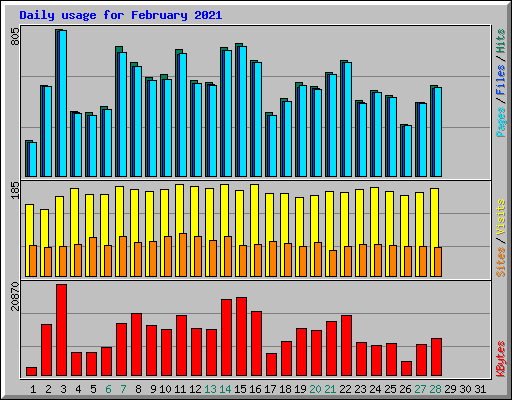 Daily usage for February 2021