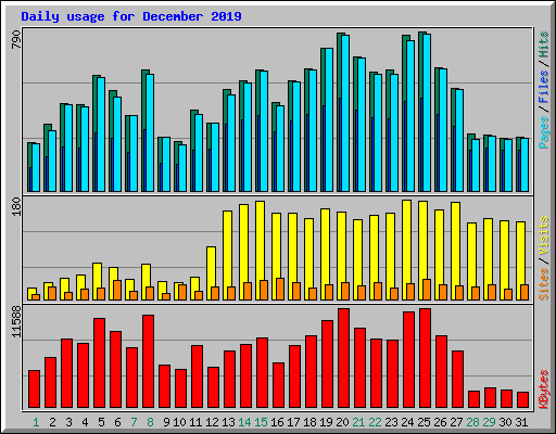 Daily usage for December 2019