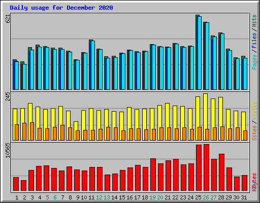 Daily usage for December 2020